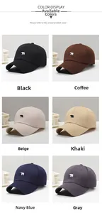 Six colors of bear embroidery baseball caps including black, coffee, beige, and navy blue