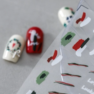 Autocollants nail art 5D Noël avec motifs graffiti Love et Luck sur film transparent