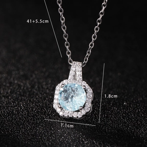 Detailed view of silver zircon perfume bottle pendant with crystal size measurements