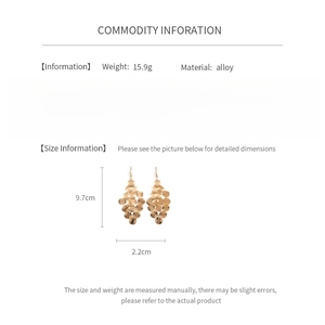 Detailed view of gold alloy tassel earrings showing 9.7cm length and 15.9g weight info