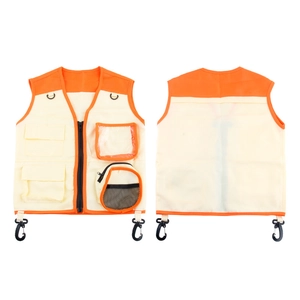 Children's outdoor explorer vest and hat set with multi-pockets for camping gear