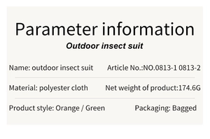 Detailed specifications of the lightweight polyester outdoor insect suit for kids