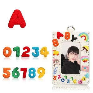 Mini chenille alphabet and number patches in various colors for clothing decor