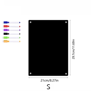 Detailed size specifications for magnetic acrylic weekly calendar board with markers