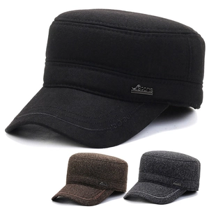 Casquette Militaire Homme Épaisse Chaude Bonnet Hiver Avec Protège-Oreilles Pliables Tissu Laine Polyester Sports Extérieur