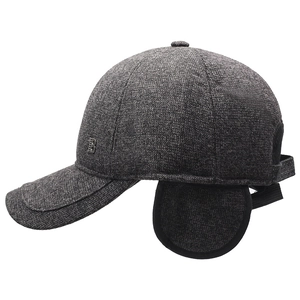 Winter thermal baseball cap for men with fleece lining and foldable ear protection