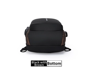 Detail view of anti-theft sling bag bottom with USB port and password lock mechanism