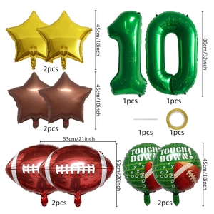 Detaillierte Komponenten des American Football Ballon-Sets mit 32-Zoll-Zahlenballons