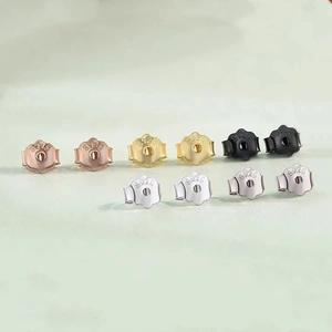 Set of five pairs S925 sterling silver earring backs in gold rose gold and silver finish