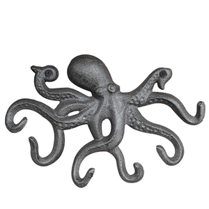 Vintage Oktopus Wandhaken aus Gusseisen mit mehreren Tentakeln für Mäntel und Schlüssel