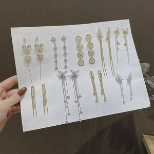 Long Tassel Dangle Earrings Zircon Rhinestone Butterfly Geometric Elegant Jewelry Women With 925 Sterling Silver Earring Post