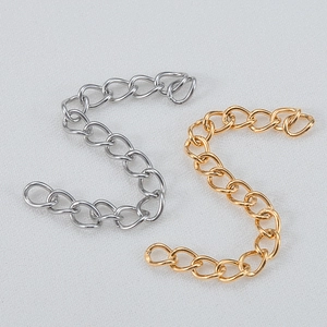 Gold and silver stainless steel extension chains for DIY jewelry necklaces and bracelets