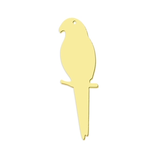 Detailed view of a flat gold parrot pendant made of polished titanium steel for DIY jewelry
