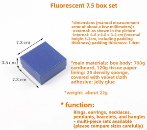 Blue square jewelry gift box with velvet sponge insert for rings and necklaces