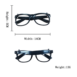 Classic round black plastic glasses frame 14x5cm for cosplay costumes and holiday parties