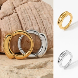 Minimalist Chunky Dome Ring Stainless Steel Smooth High Polished Vacuum Plated Band Jewelry For Women
