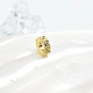 Exquisite gold-plated flower spacer bead with sparkling zircons for jewelry making
