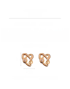 Detail view showing 2cm heart-shaped gold earrings with zircon inlay and dimensions