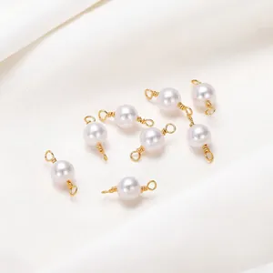 Double Loop Artificial Pearl Connectors Copper 18K Gold Plated Handcrafted Jewelry Making Links DIY Findings Color Preservation
