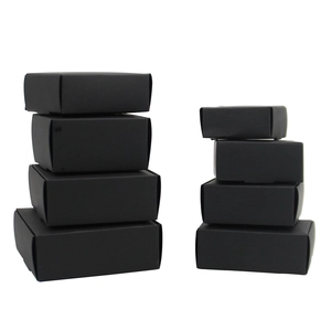 European style black kraft paper jewelry boxes in various sizes on white background