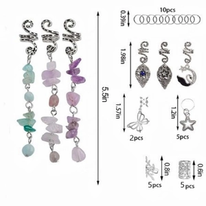 Kit d'accessoires pour dreadlocks avec pendentifs en cristal et breloques papillon