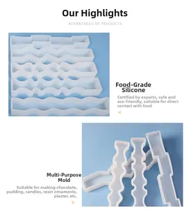 Macro detail of various long irregular silicone molds for candles and DIY epoxy resin crafts