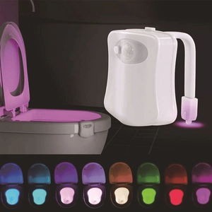 Motion activated LED toilet night light with 8 color changing modes and sensor