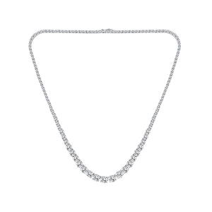Silver-plated hip hop tennis necklace featuring gradient sized cubic zirconia stones