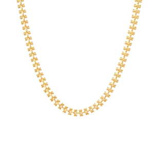 Elegant gold stainless steel necklace featuring a textured chain of small linked hearts