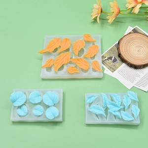 Leaf vein silicone mold set with assorted foliage shapes for fondant cake decorating