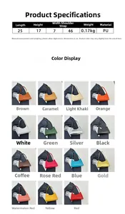 Detailed comparison of 15 colors showing the crocodile texture on stylish PU shoulder bags