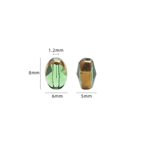 Green 6x8mm faceted crystal glass beads with gold caps for DIY jewelry making
