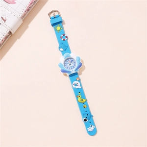 Kids 3D ocean dolphin cartoon watch with blue silicone strap and colorful sea animals