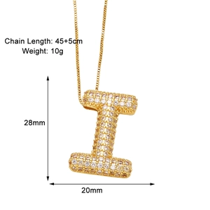 Spécifications de taille pour le pendentif lettre I doré avec sa chaîne maille miroir