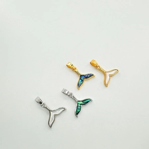 Whale Tail Pendant 18K Gold Plated Copper Inlaid Shell Mother Of Artificial Pearl For DIY Jewelry Making Accessory Chic Charm