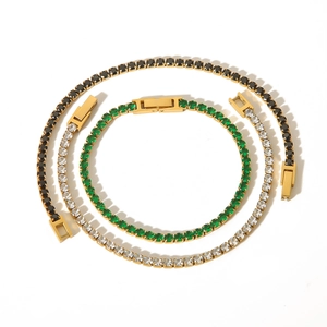 Bracelet tennis élégant plaqué or 18 carats avec pierres de zircon colorées