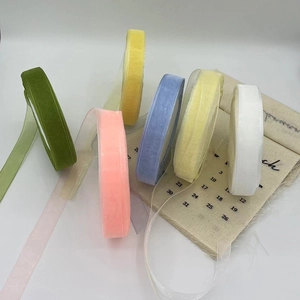 Selection of 2cm colorful translucent organza ribbons for gift wrapping and floral crafts