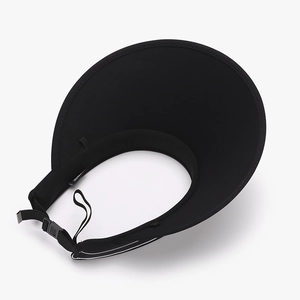 Black foldable wide brim sun visor hat with adjustable buckle for outdoor sports
