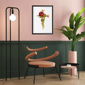 Cuadro decorativo de cruz gótica con rosas doradas para decoración de interiores moderna