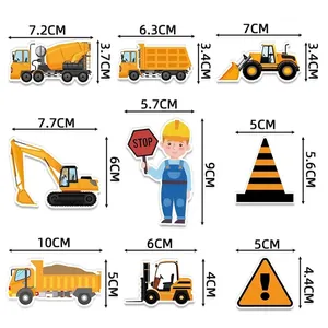 Dimensioni dei coriandoli a tema veicoli da cantiere inclusi camion e gru