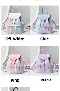 Collage of leather backpacks in four gradient colors with maple leaf pattern details