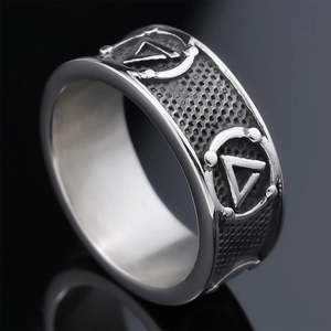 Bague Totem Maçonnique Vintage En Acier Inoxydable Symbole Valknut Nordique Anneau Retro Punk Bijoux Géométriques Hommes Femmes