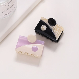 Square Acetate Hair Claw Clip Two Tone Contrast Color Rectangular Shark Clip For Women Elegant Minimalist Hair Accessories