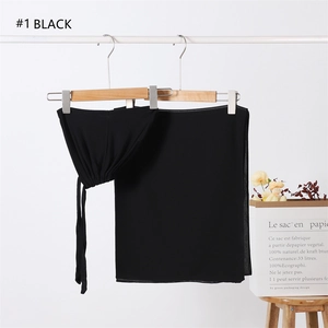 Two-piece black modal stretch hijab cap and matching solid pearl chiffon scarf set