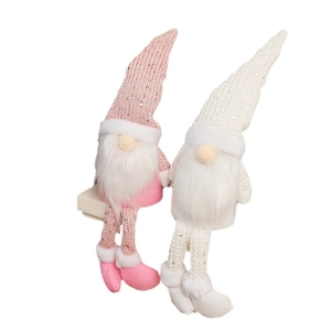 Nordic Christmas long-legged faceless gnomes with pink and white sequined hats