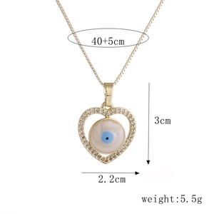 Goldene Herz-Halskette mit Evil-Eye-Anhänger und Kristallen, Kettenlänge 40+5cm