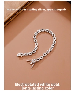 Detailed view of 925 sterling silver bracelet with cubic zirconia and platinum plating