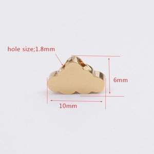 Golden cloud-shaped stainless steel bead with 1.8mm hole for jewelry making 10x6mm