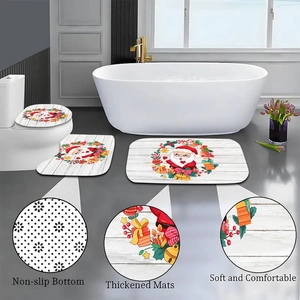 Détails de la base antidérapante et du tissu en flanelle douce pour l'ensemble de bain Noël