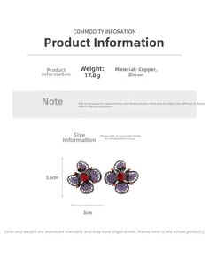 Détails des boucles d'oreilles papillon vintage avec zircons violets, 3.5 cm et 17.8 g